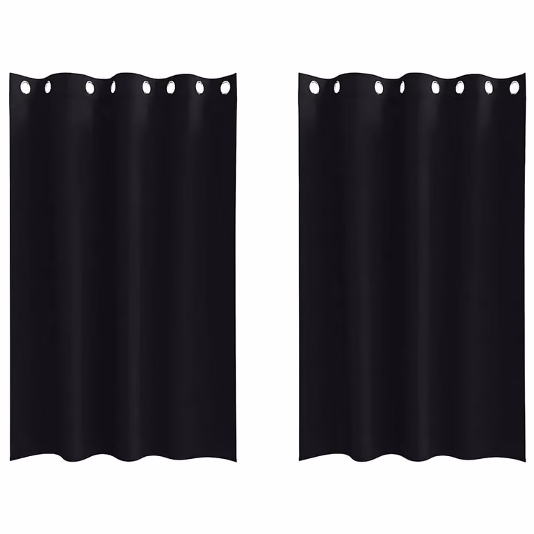 Set de 2 cortinas opacas con anillas vidaXL en color negro de poliéster, An/Al: 140 x 175 cm