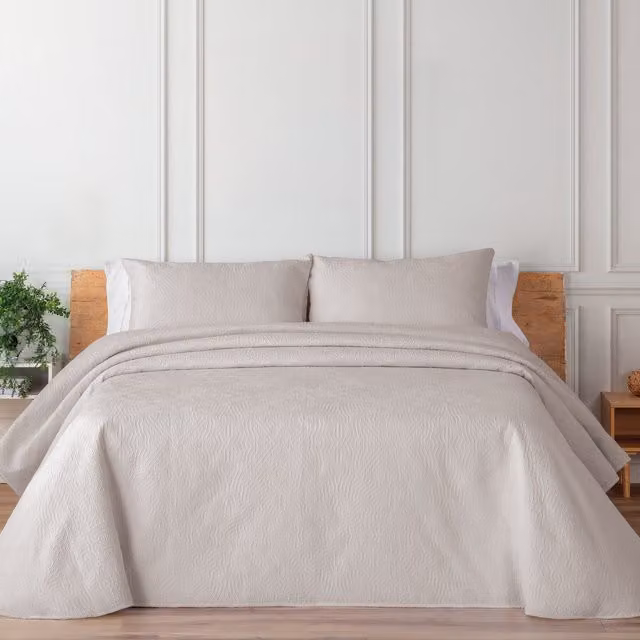 Colcha bouti patchwork Manterol modelo Spot Summer Soft en beige y rosado para cama de 135 cm