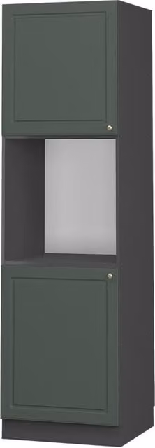 Armario para horno empotrado Vicco Fame-Line estilo casa de campo en verde dorado con puertas batientes y estantes internos An/P/Al: 60 x 58,1 x 206,8 cm