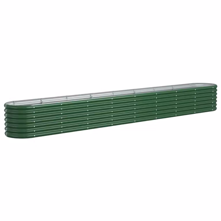 Jardinera arriate Syfax de acero galvanizado color verde, An/P/Al: 332 x 40 x 36 cm