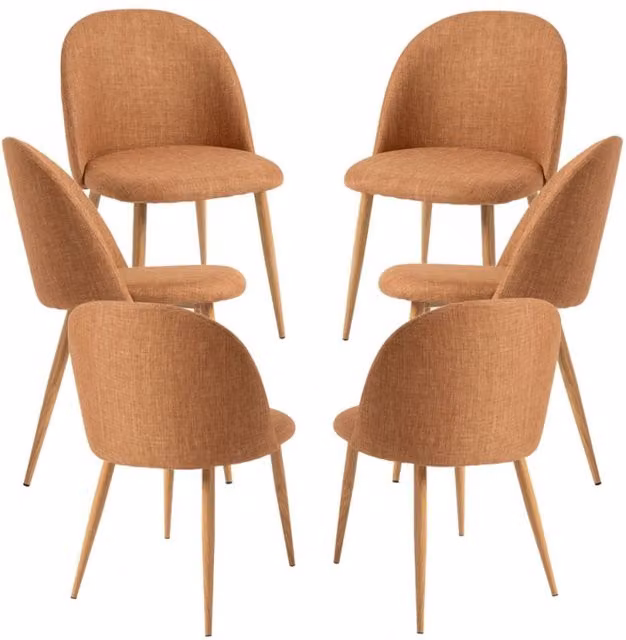 Pack de 6 sillas de comedor estilo escandinavo en tela color marrón arena de REGALOS MIGUEL