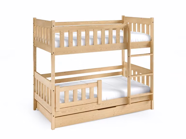 Litera de madera maciza de pino Furnlux para niños en color beige An/P/Al: 160 x 80 x 168 cm