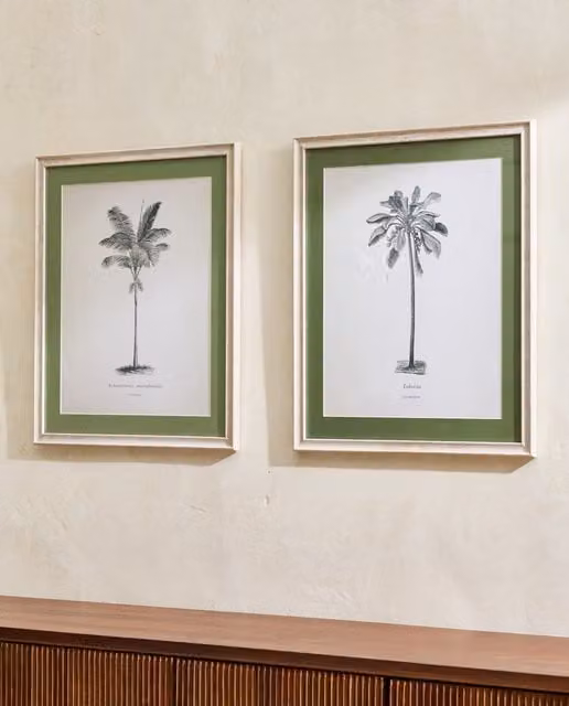 Set de 2 cuadros Palmeras II de El Corte Inglés con diseño botánico en colores verde y beige