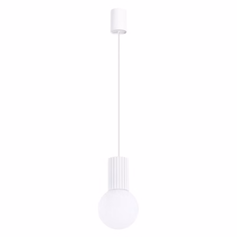 Lámpara de techo suspendida de diseño esférico Sollux Lighting en color blanco con aluminio y vidrio