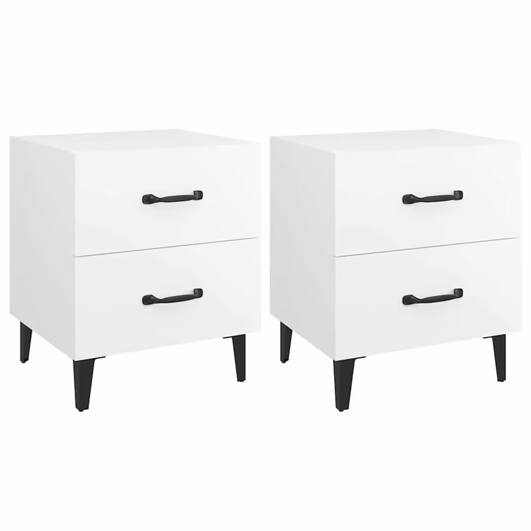 Set de 2 mesitas de noche vidaXL de estilo industrial en color blanco An/P/Al: 40 x 35 x 47,5 cm