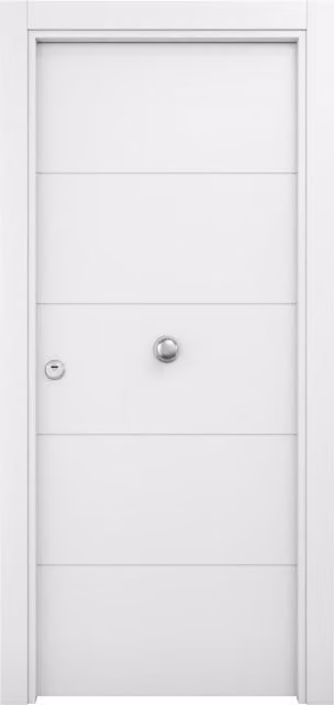 Puerta de entrada blindada moderna lacada en blanco con apertura izquierda, An/Al: 86 x 206 cm