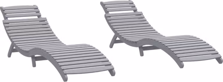 Set de 2 tumbonas Syfax de madera de acacia maciza en color gris, An/P/Al: 184 x 55 x 64 cm
