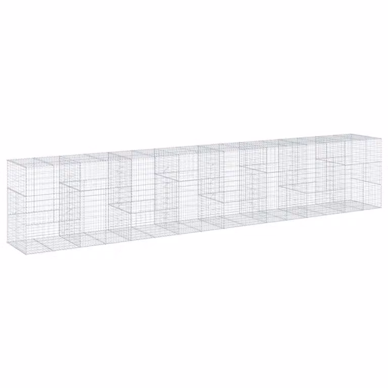 Cesta de gaviones con cubierta de hierro galvanizado vidaXL en color gris, An/P/Al: 800 x 100 x 150 cm