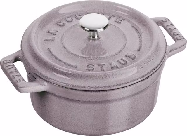 Mini cocotte Staub de hierro fundido esmaltado en color rosa cerezo, forma redonda, diámetro: 10 cm