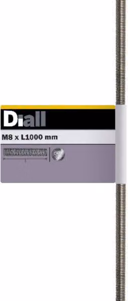 Varilla roscada de acero inoxidable Diall A2-70 color plata, Longitud: 1 m, Diámetro: 8 mm