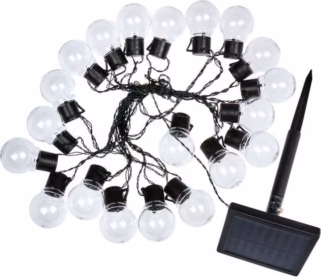 Guirnalda solar Smart Garden de luces LED con 20 bombillas redondas de color blanco cálido y longitud de 10 m