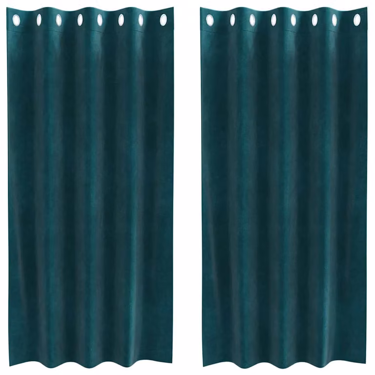Set de 2 cortinas blackout de terciopelo vidaXL en color verde, An/Al: 140 x 175 cm