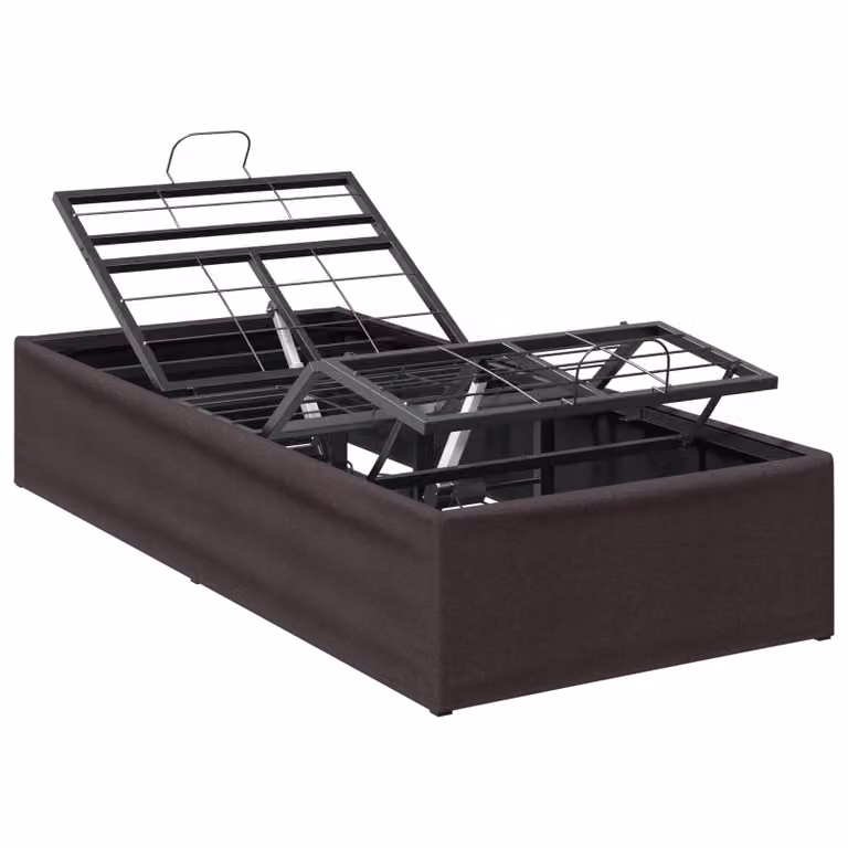 Estructura de cama ajustable eléctrica vidaXL de metal tapizada en color marrón de 90x200 cm