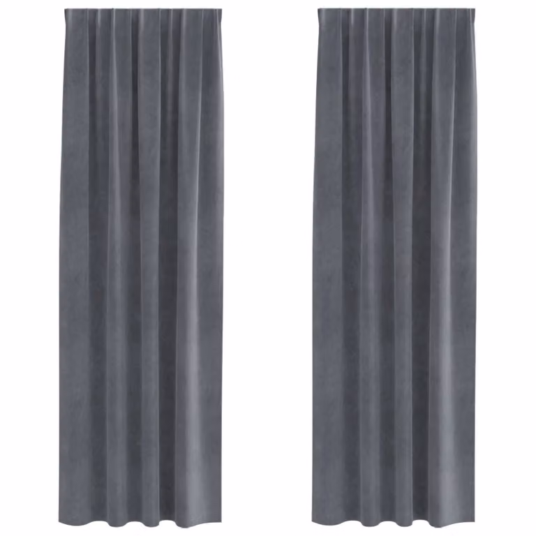 Set de 2 cortinas blackout de terciopelo vidaXL en gris, An/Al: 140 x 245 cm