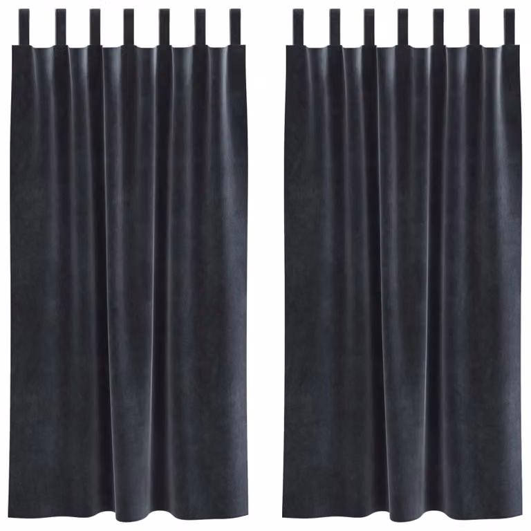 Set de 2 cortinas blackout de terciopelo vidaXL en gris, An/Al: 140 x 175 cm