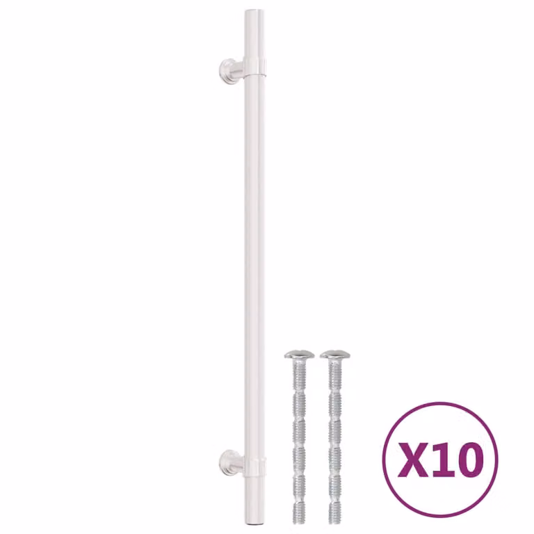 Set de 10 tiradores para armarios tipo barra de vidaXL en acero inoxidable plateado con acabado cepillado, Longitud: 22,4 cm