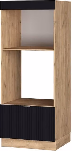 Armario para microondas Vicco Fame-Line con puertas de cierre suave y estante abierto, diseño moderno con rayas, An/P/Al: 60 x 48,1 x 153,6 cm