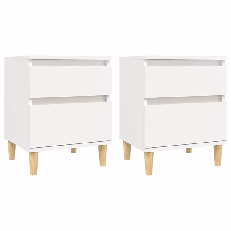 Set de 2 mesitas de noche vidaXL modernas en color blanco con cajones An/P/Al: 40 x 35 x 50 cm