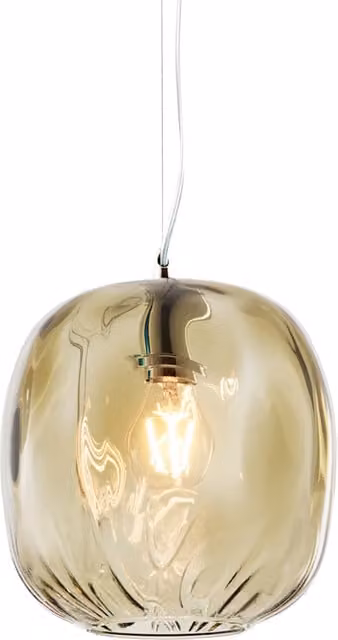 Lámpara colgante Oban de Rossini en bronce con cristal soplado transparente y casquillo E27