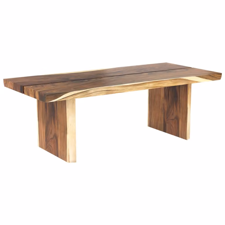 Mesa rectangular de madera de Maison Pavane en color marrón con acabado aceitado y estilo rústico para 8 personas An/P/Al: 220 x 100 x 76 cm