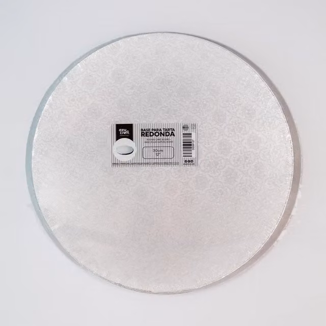 Base redonda para tarta Azucren color plata de 30 cm de diámetro