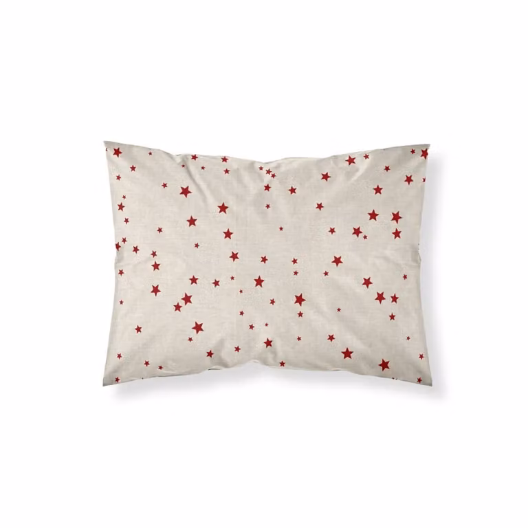 Funda de almohada Muare Home con diseño de estrellas de Navidad, multicolor y blanco, 100% poliéster, 65 x 65 cm