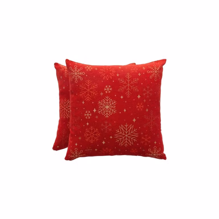 Lote de 2 fundas de cojín navideñas Gamusi de jacquard en algodón y poliéster, color rojo, 45 x 45 cm