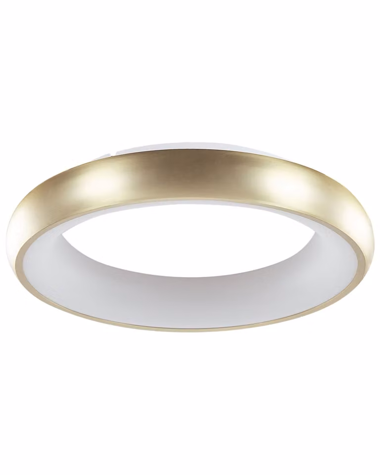 Lámpara LED de techo Beliani en metal dorado con diseño de anillo moderno para salón o dormitorio