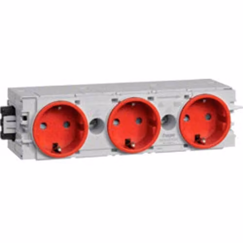 Enchufe Hager triple con sistema Wago modelo GS30003020 perfil en C color rojo intenso IP20