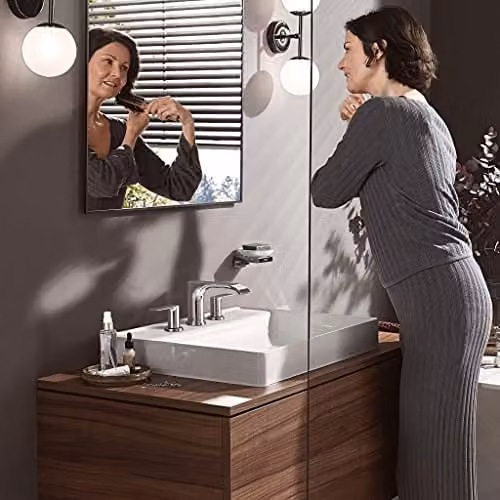 Mezclador de lavabo Hansgrohe Vivenis de dos mandos con desagüe automático en acabado cromado