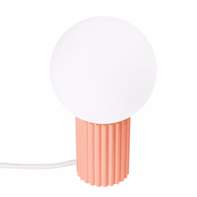 Lámpara de escritorio Sollux Lighting en blanco con diseño de esfera de vidrio y aluminio