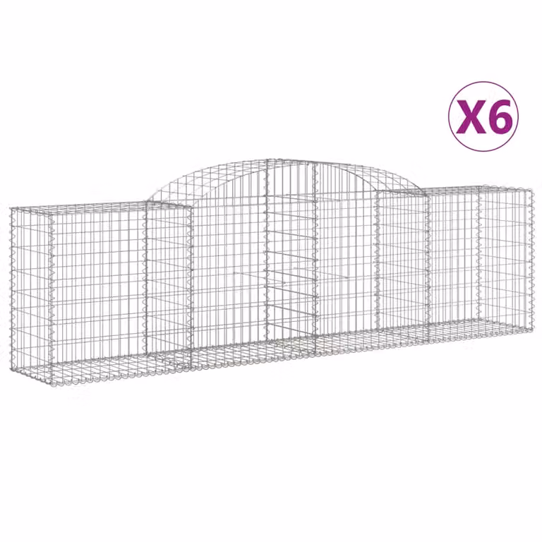 Set de 6 cestas de gaviones con forma de arco videx en acero galvanizado color gris, An/P/Al: 300 x 50 x 80/100 cm