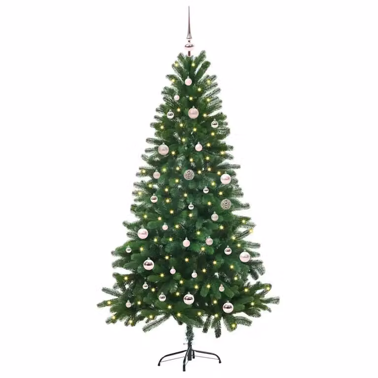 Árbol de Navidad con 150 LED luz blanca cálida vidaXL, color verde, Altura: 150 cm