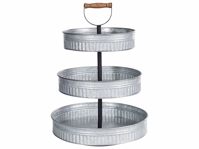 Soporte para tartas de 3 pisos Beliani redondo en color plateado