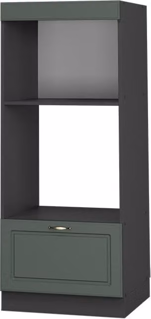 Armario para microondas Vicco Fame-Line estilo casa de campo en verde, dorado y antracita con estante abierto, An/P/Al: 60 x 58,1 x 153,6 cm