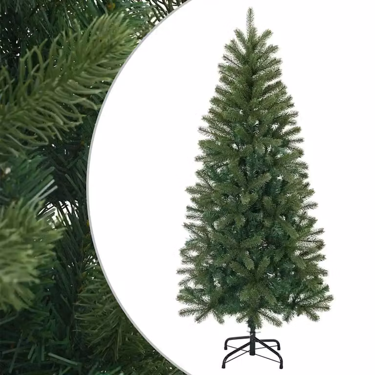 Árbol de Navidad artificial vidaXL de 120 cm en color verde fabricado en PVC, PE y acero