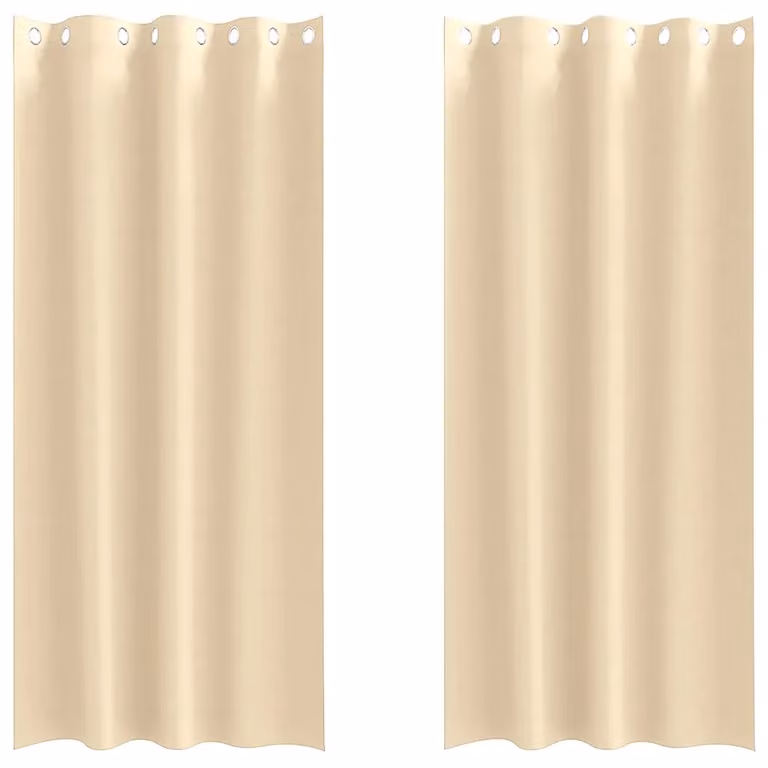 Set de 2 cortinas opacas con anillas vidaXL en color beige, fabricadas en poliéster, An/Al: 140 x 245 cm