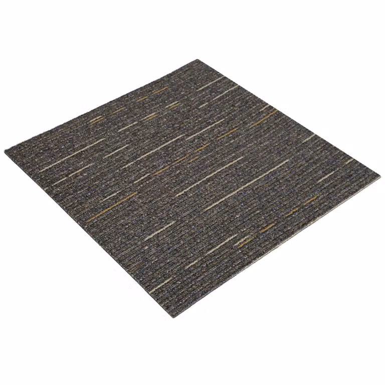 Set de 4 azulejos de alfombra vidaXL con diseño de rayas moderno en color marrón claro, fabricados en polipropileno con pelo en bucle, An/P: 50 x 50 cm