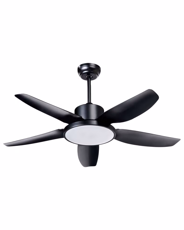Ventilador de techo Beliani con luz LED, mando a distancia y temporizador en color negro