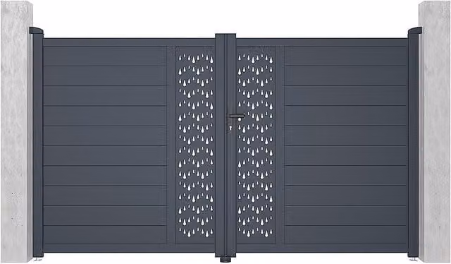 Portón batiente eléctrico de aluminio Gregor color antracita An/Al: 305 x 181 cm