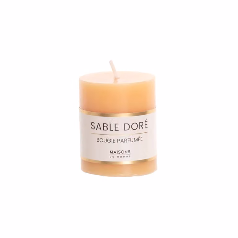 Vela perfumada floral Maisons du Monde de color amarillo, forma redonda y tipo pilar, 75 g