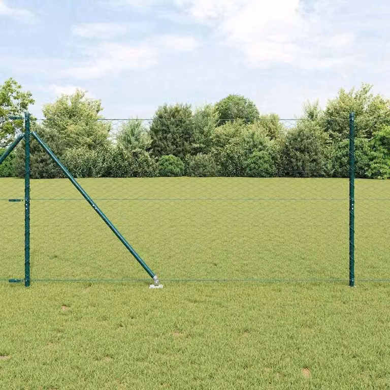 Valla de malla hexagonal Syfax de acero recubierto de PVC en color verde con poste, An/P/Al: 25 x 1,4 x 1,6 m