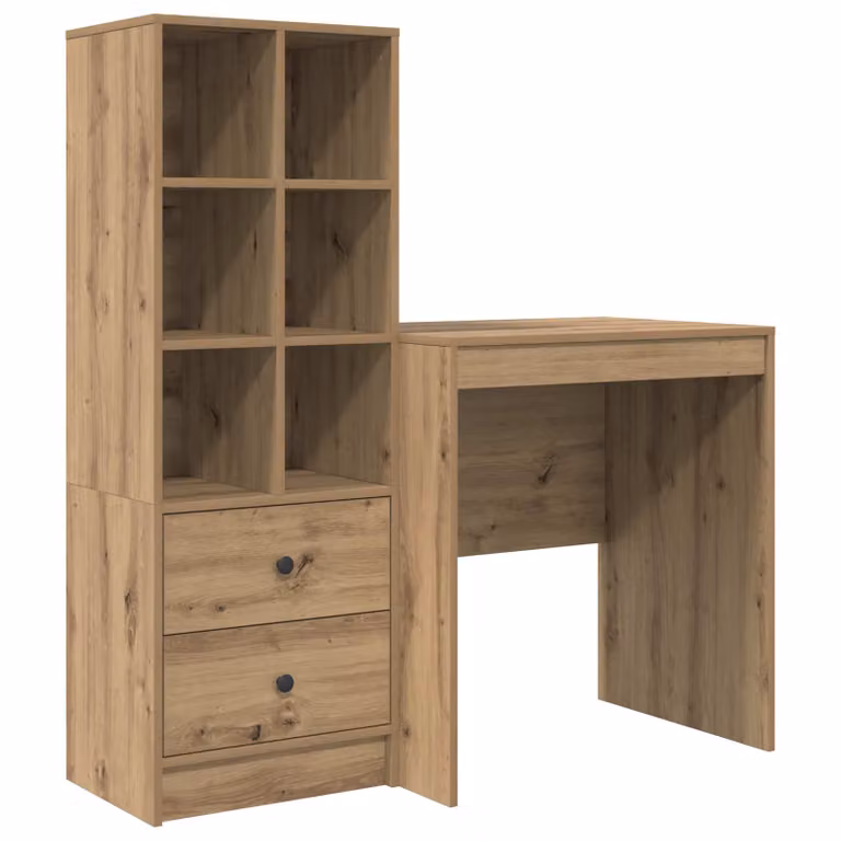 Set de 2 Escritorios Modernos vidaXL en Roble Artisan para Oficina en Casa, An: 115,5 cm, P: 50 cm, Al: 127 cm