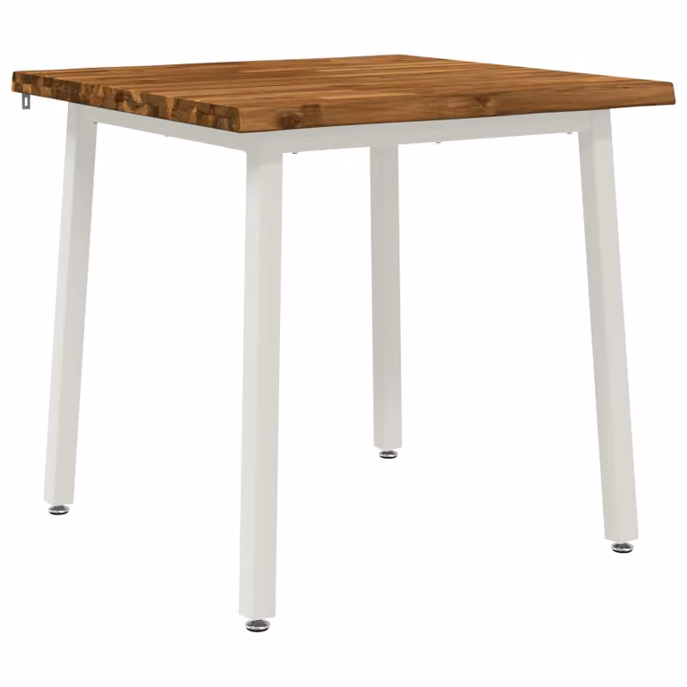 Mesa de comedor rectangular vidaXL de madera de acacia con borde natural y patas de metal, An/P/Al: 70 x 70 x 75 cm