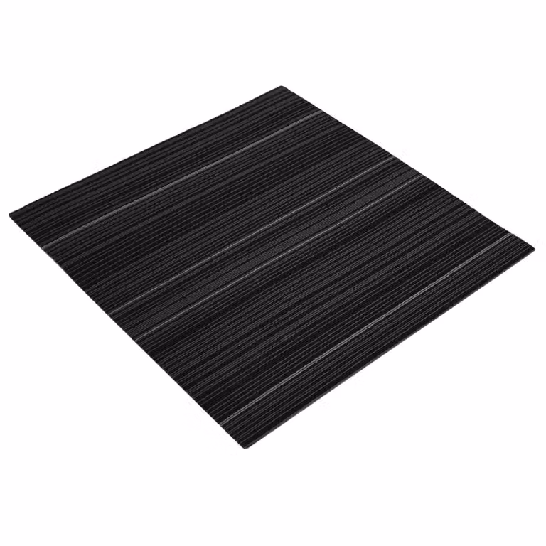 Set de 36 piezas de azulejos de alfombra vidaXL con diseño de rayas moderno en color gris, fabricados en polipropileno con pelo en bucle, An/P: 50 x 50 cm