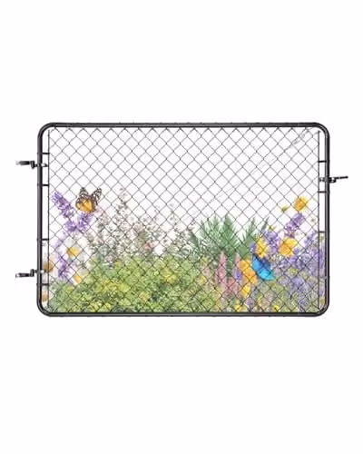 Puerta de valla de eslabones de cadena VEVOR de acero galvanizado con revestimiento plástico, color negro, An/Al: 183 x 122 cm