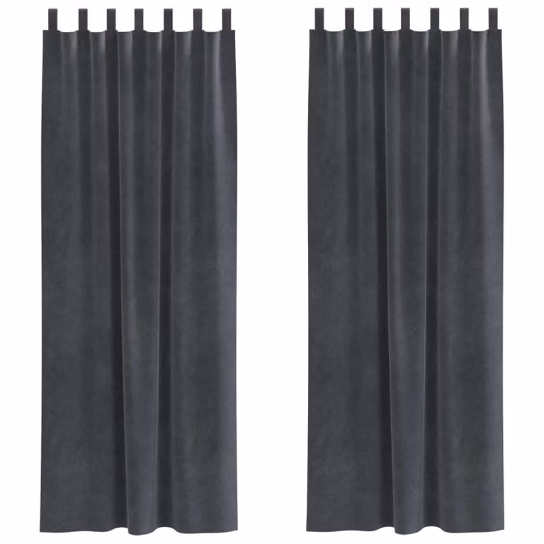 Set de 2 cortinas blackout de terciopelo vidaXL en gris, An/Al: 140 x 260 cm