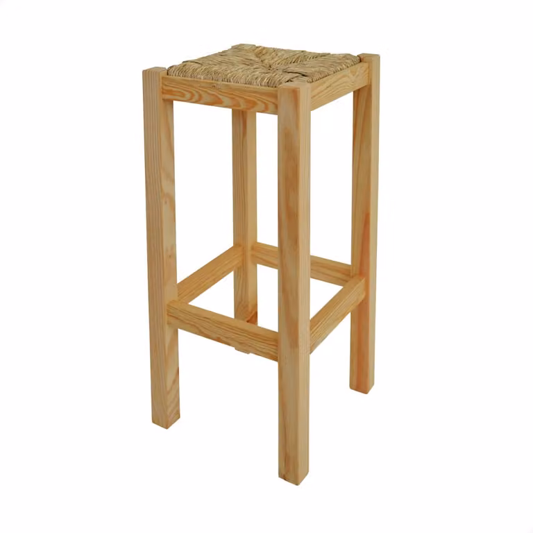 Banqueta alta de madera de pino WellHome en color marrón natural An/P/Al: 32,5 x 32,5 x 70 cm