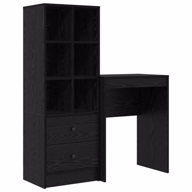 Set de 2 escritorios modernos vidaXL de roble y negro para oficina en casa An/P/Al: 105,5 x 34 x 127 cm