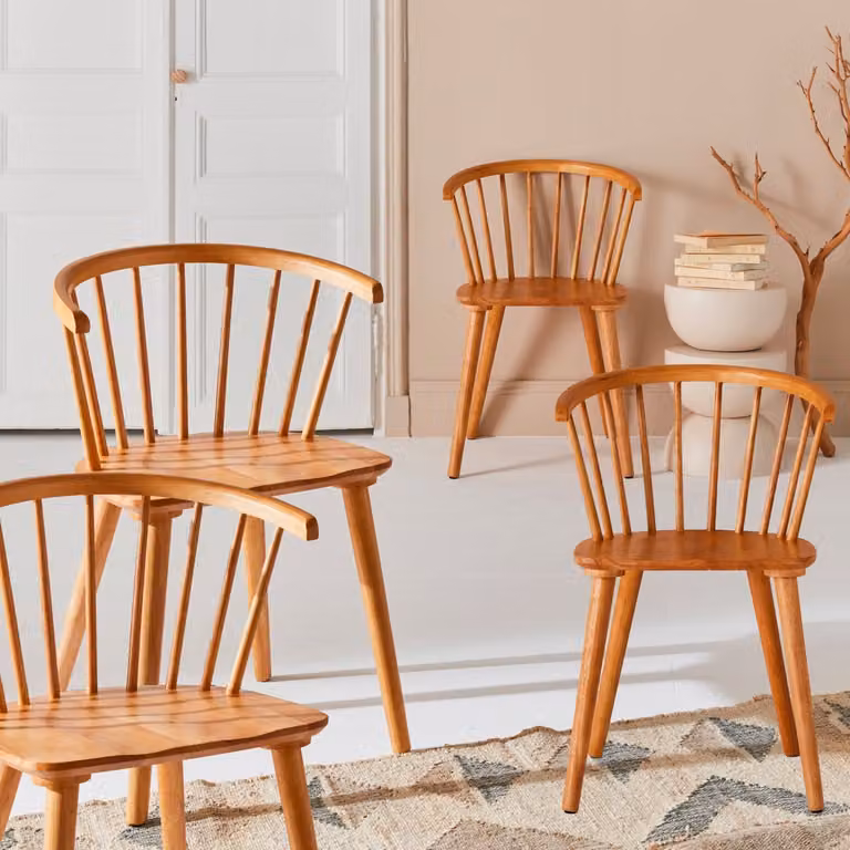 Set de 4 sillas de bar Sweeek de madera en estilo clásico para comedor o cocina, An/P/Al: 53 x 47.5 x 76 cm